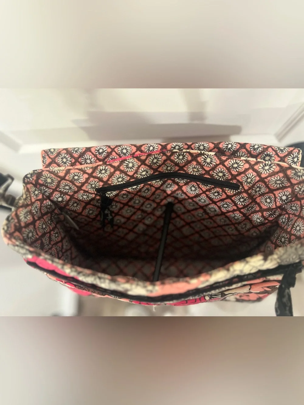 Vera Bradley Mocha Rouge Attache Briefcase Laptop Bag Crossbody Strap